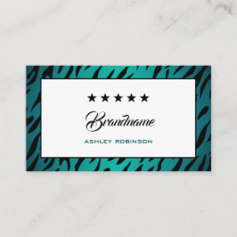 エレガントティール（緑がかった色）グラデーションゼブラフレーム流行トレンディー 名刺
