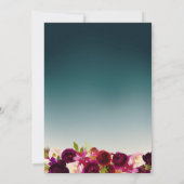 エレガントティール（緑がかった色）グラデーションブルゴーニュフローラ結婚ズ 招待状 (裏面)