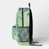 エレガントティール（緑がかった色）グリッターBrocadeヴィンテージパターン プリントバックパック (右)