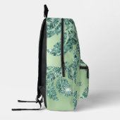 エレガントティール（緑がかった色）グリッターBrocadeヴィンテージパターン プリントバックパック (左)