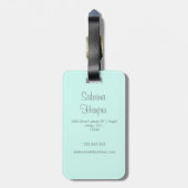 エレガントティール（緑がかった色）グリーンドリップグリッターモノグラムの名 ラゲッジタグ (裏面縦)