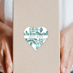 エレガントティール（緑がかった色）グリーンリー水モダン色結婚の ハートシール