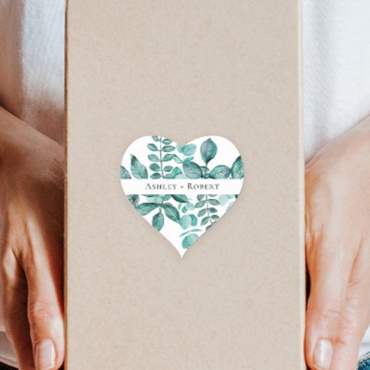 エレガントティール（緑がかった色）グリーンリー水モダン色結婚の ハートシール
