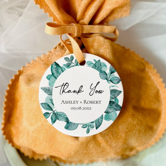 エレガントティール（緑がかった色）グリーンリー水モダン色結婚の フェイバータグ