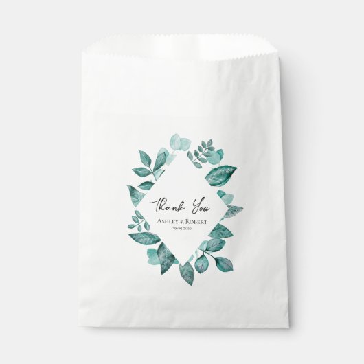 エレガントティール（緑がかった色）グリーンリー水結婚色 フェイバーバッグ (正面)