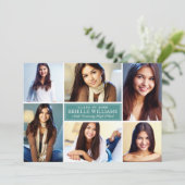 エレガントティール（緑がかった色）グリーン卒業式パーティー写真コラージュ 招待状 (スタンド正面)