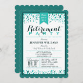 エレガントティール（緑がかった色）グリーン退職パーティー 招待状 (正面/裏面)