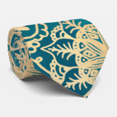 エレガントティール(緑がかった色)グリーン金ゴールドマンダラパターン ネクタイ (ロール)