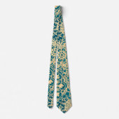 エレガントティール(緑がかった色)グリーン金ゴールドマンダラパターン ネクタイ (裏面)