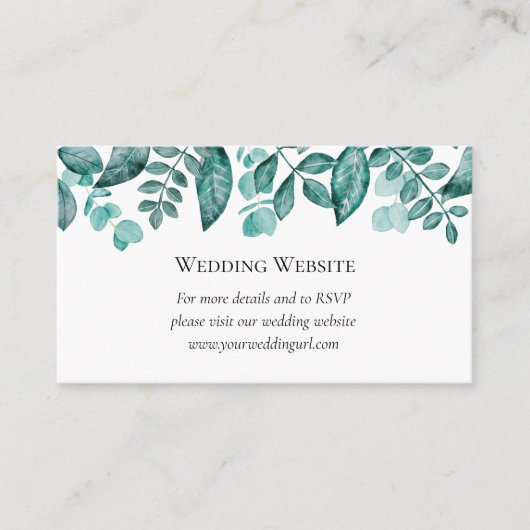 エレガントティール(緑がかった色)グ結婚リーリーのウェブサイト エンクロージャーカード (正面)