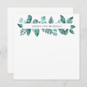 エレガントティール（緑がかった色）グ葉リーパーソナライズされた名 ノートカード (正面/裏面)