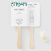 エレガントティール（緑がかった色）グ離れリー結婚の式 ハンドファン (正面&裏面)