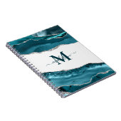 エレガントティール(緑がかった色)ゲードアゲモノグラムのート金ゴールドグリッター ノートブック (右側)