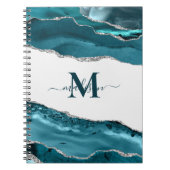 エレガントティール(緑がかった色)ゲードアゲモノグラムのート金ゴールドグリッター ノートブック (正面)