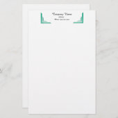 エレガントティール（緑がかった色）コーナー縁どプロフェッショナル文具 便箋 (正面/裏面)