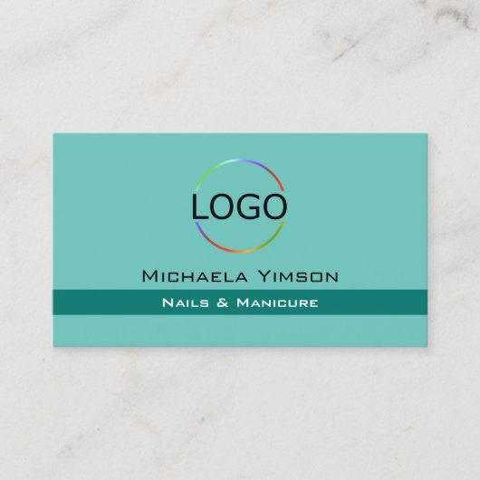 エレガントティール（緑がかった色）シックとロゴとフォトプロフェッショナル 名刺 (正面)