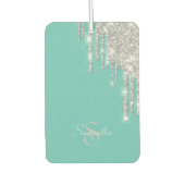 エレガントティール（緑がかった色）、シルバーグリッタードリップ カーエアーフレッシュナー (正面)