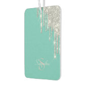 エレガントティール（緑がかった色）、シルバーグリッタードリップ カーエアーフレッシュナー (左)