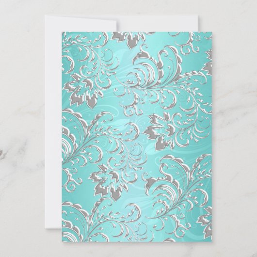 エレガントティール(緑がかった色)&シルバーフローラSweet sixteen招待状 招待状 (裏面)