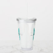 エレガントティール（緑がかった色）シンプルグリーンブラックモノグラム アクリルタンブラー (右)