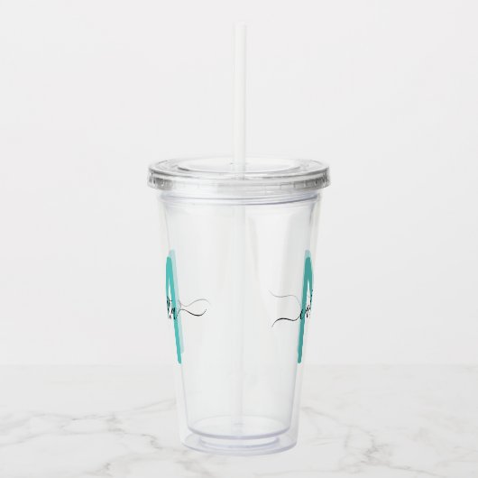 エレガントティール（緑がかった色）シンプルグリーンブラックモノグラム アクリルタンブラー (右)