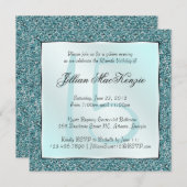 エレガントティール（緑がかった色）スイート15グリッター招待状 招待状 (正面/裏面)