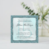 エレガントティール（緑がかった色）スイート15グリッター招待状 招待状 (スタンド正面)