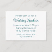 エレガントティール(緑がかった色)スクリプトエクストラ結婚ーのイベント招待状 エンクロージャーカード (正面)