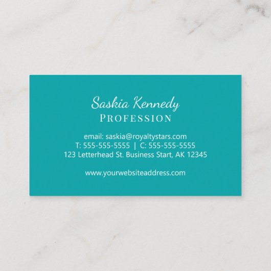 エレガントティール（緑がかった色）スクリプトプロフェッショナルモノグラム 名刺 (裏面)