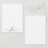 エレガントティール（緑がかった色）スクリプトモノグラムイニシャルミニマリスト ノートカード (正面/裏面)