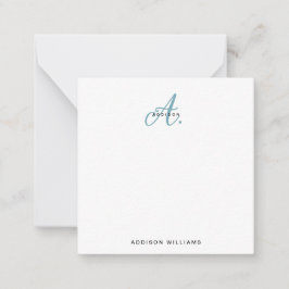 エレガントティール（緑がかった色）スクリプトモノグラム ノートカード