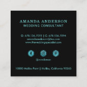 エレガントティール(緑がかった色)スタイリッシュグリッタースパークル名刺 スクエア名刺 (裏面)