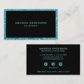 エレガントティール（緑がかった色）スタイリッシュグリッタースパークル名刺 名刺 (正面/裏面)