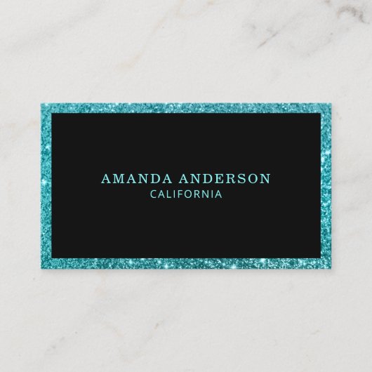 エレガントティール（緑がかった色）スタイリッシュグリッタースパークル名刺 名刺 (正面)