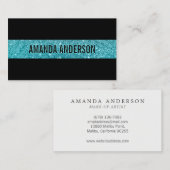 エレガントティール（緑がかった色）スタイリッシュグリッタースパークル名刺 名刺 (正面/裏面)