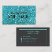 エレガントティール（緑がかった色）スタイリッシュグリッタースパークル名刺 名刺 (正面/裏面)