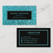 エレガントティール（緑がかった色）スタイリッシュグリッタースパークル名刺 名刺 (正面/裏面)