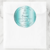 エレガントティール（緑がかった色）ソフトグリッター製品ラベルモノグラム ラウンドシール (バッグ)