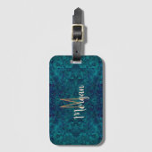 エレガントティール(緑がかった色)ターコイズゲパーソナライズされたムストーン ラゲッジタグ (正面縦)
