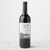 エレガントティール（緑がかった色）ターコイズバラ結婚ズサンキューホテル ワインラベル (正面)