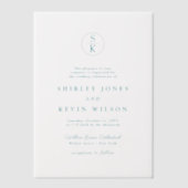 エレガントティール(緑がかった色)ターコイズ水彩画結婚像 ベラム紙招待状 (正面)