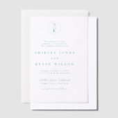 エレガントティール(緑がかった色)ターコイズ水彩画結婚像 ベラム紙招待状 (オフセット)