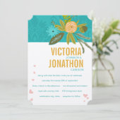 エレガントティール(緑がかった色)ダマスクターコイズピンク金ゴールドズ結婚ス 招待状 (スタンド正面)