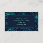 エレガントティール(緑がかった色)ダークネイビーユニークブルーウォーター色 名刺 (裏面)