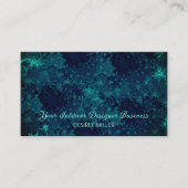 エレガントティール(緑がかった色)ダークネイビーユニークブルーウォーター色 名刺 (正面)