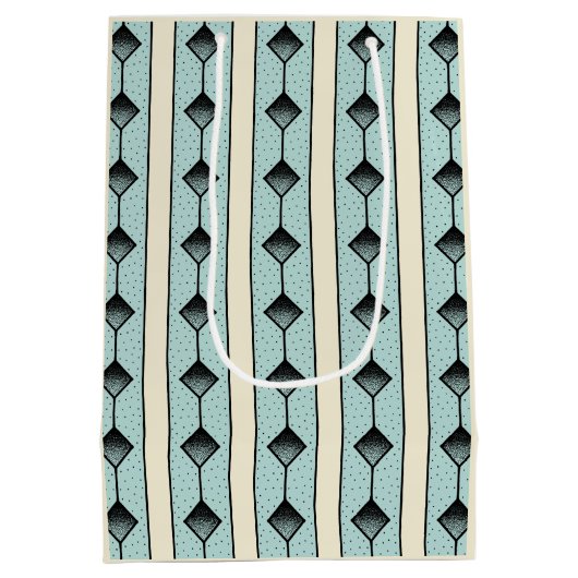 エレガントティール（緑がかった色）ドア引っ越し祝いパーティー ミディアムペーパーバッグ (裏面)