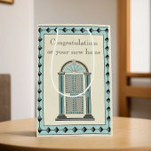 エレガントティール（緑がかった色）ドア引っ越し祝いパーティー ミディアムペーパーバッグ