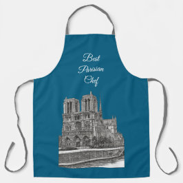 エレガントティール（緑がかった色）ノートルダム最高のパリシアンシェフ エプロン