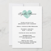 エレガントティール(緑がかった色)ハート婚約パーティ招待状 招待状 (裏面)