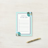 エレガントティール（緑がかった色）バラフローラGingham一覧へ ポストイット (デスク上)